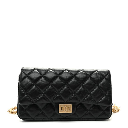 Aged Calfskin Quilted 2.55 Reissue Flap Belt Bag Clutch Black