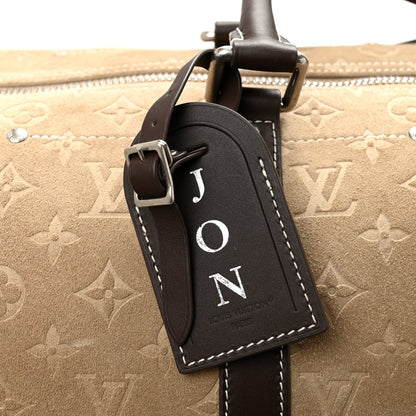 X NIGO Suede Monogram Keepall Bandouliere 50 Tan