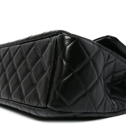 Caviar Quilted Small XXL Travel Flap Bag Black