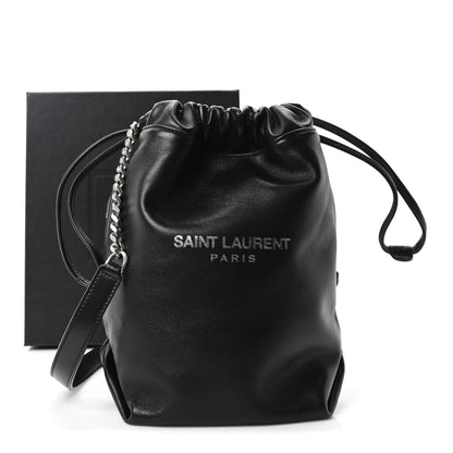 Lambskin Small Teddy Bucket Bag Black