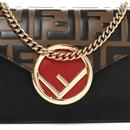 Vitello Liberty F is Fendi Bi-Color FF 1974 Embossed Envelope Belt Bag Maya Black