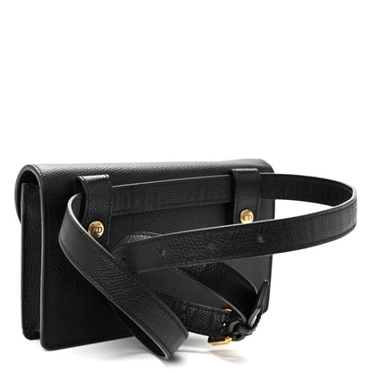 Grained Calfskin Saddle Belt Bag Black