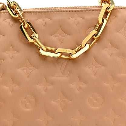 Lambskin Embossed Monogram Coussin PM Camel