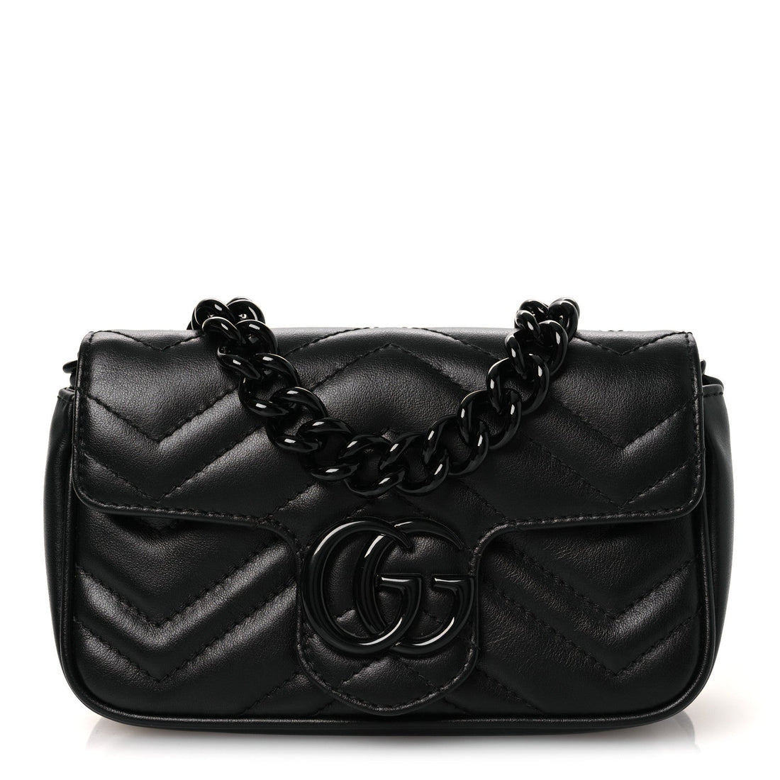 Calfskin Matelasse Monochrome GG Marmont Chain Belt Bag Black