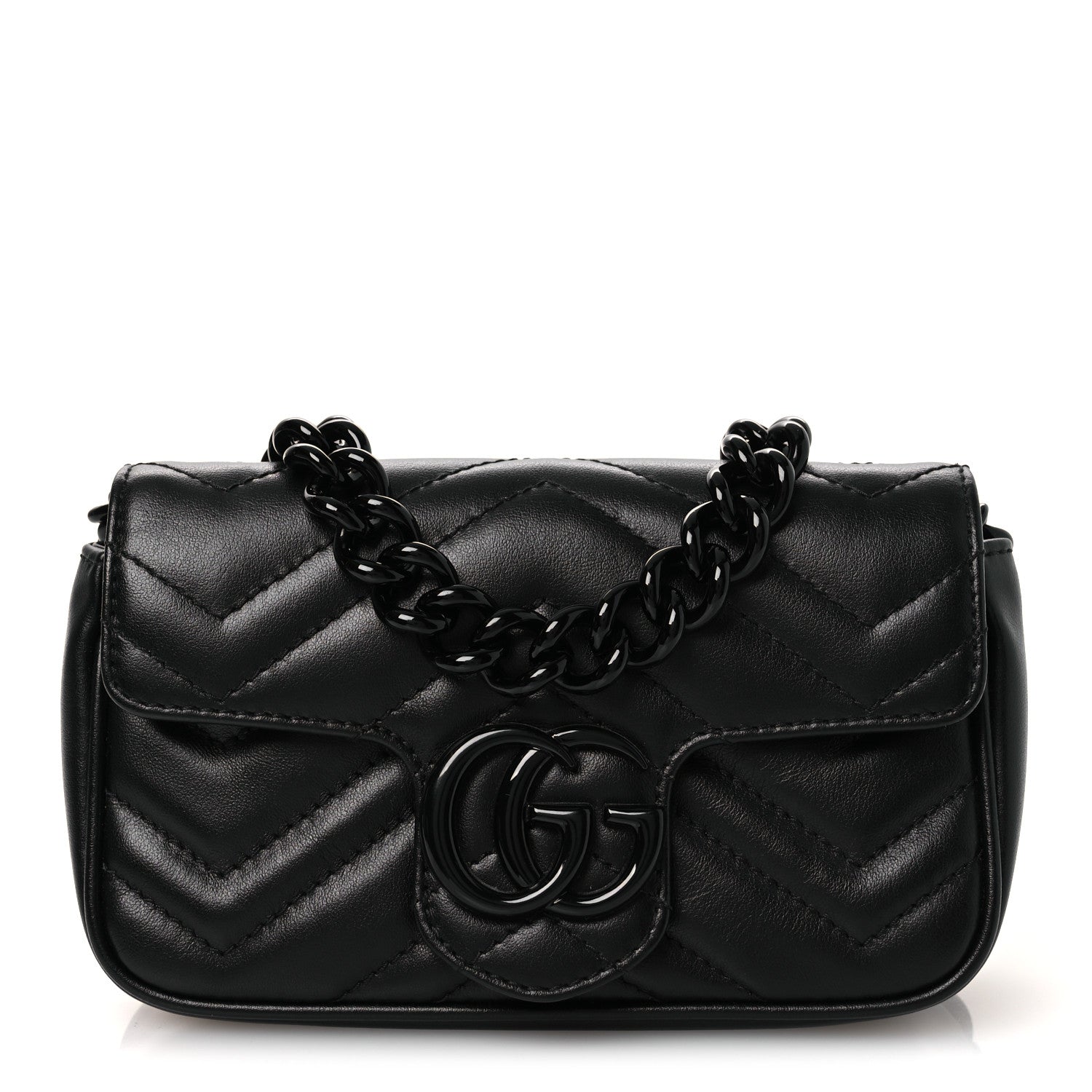 Calfskin Matelasse Monochrome GG Marmont Chain Belt Bag Black