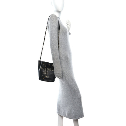 Caviar Deauville Drawstring Bucket Bag Black