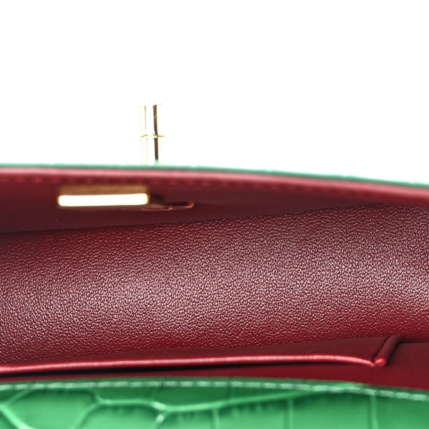 Calfskin Crocodile Embossed Turn Around Mini Flap Emerald