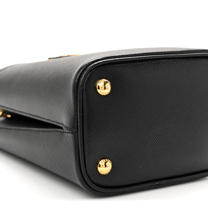 Saffiano Cuir Small Panier Bucket Bag Black Fuoco