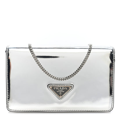Spazzolato Flap Slide Chain Shoulder Bag Argento Argento