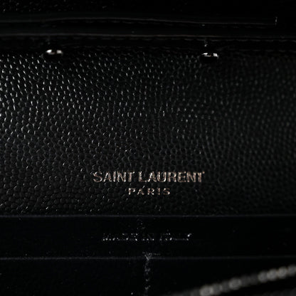 Grain De Poudre Matelasse Chevron Monogram Monochrome Chain Wallet Black
