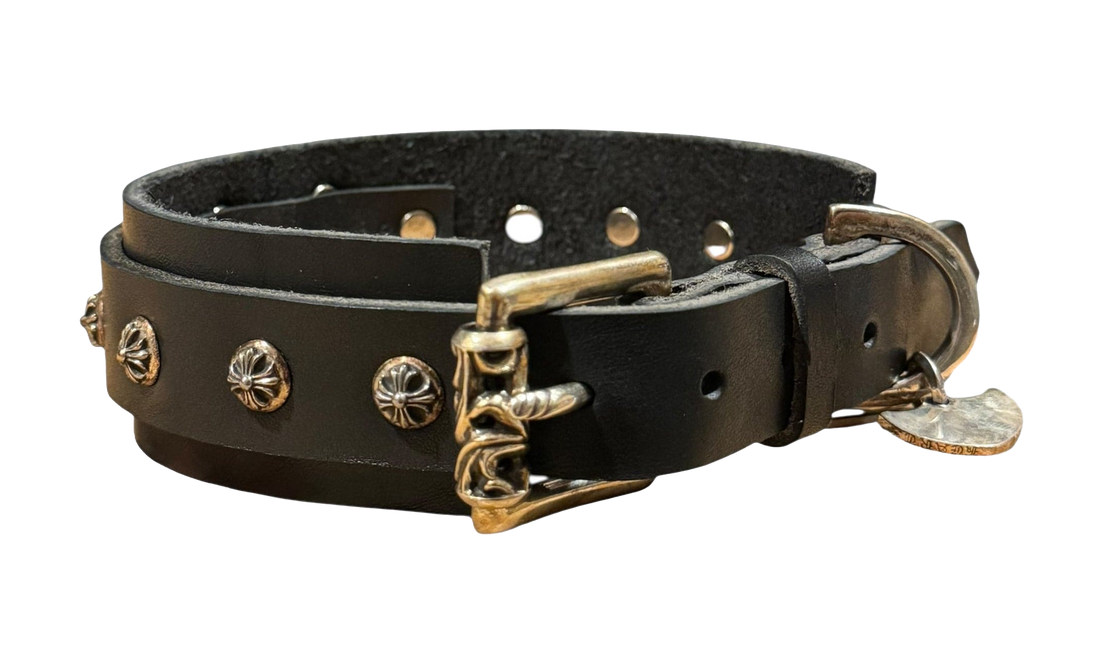 Studded Leather 18 Inch Dog Collar "Black / Silver" CHRM1207
