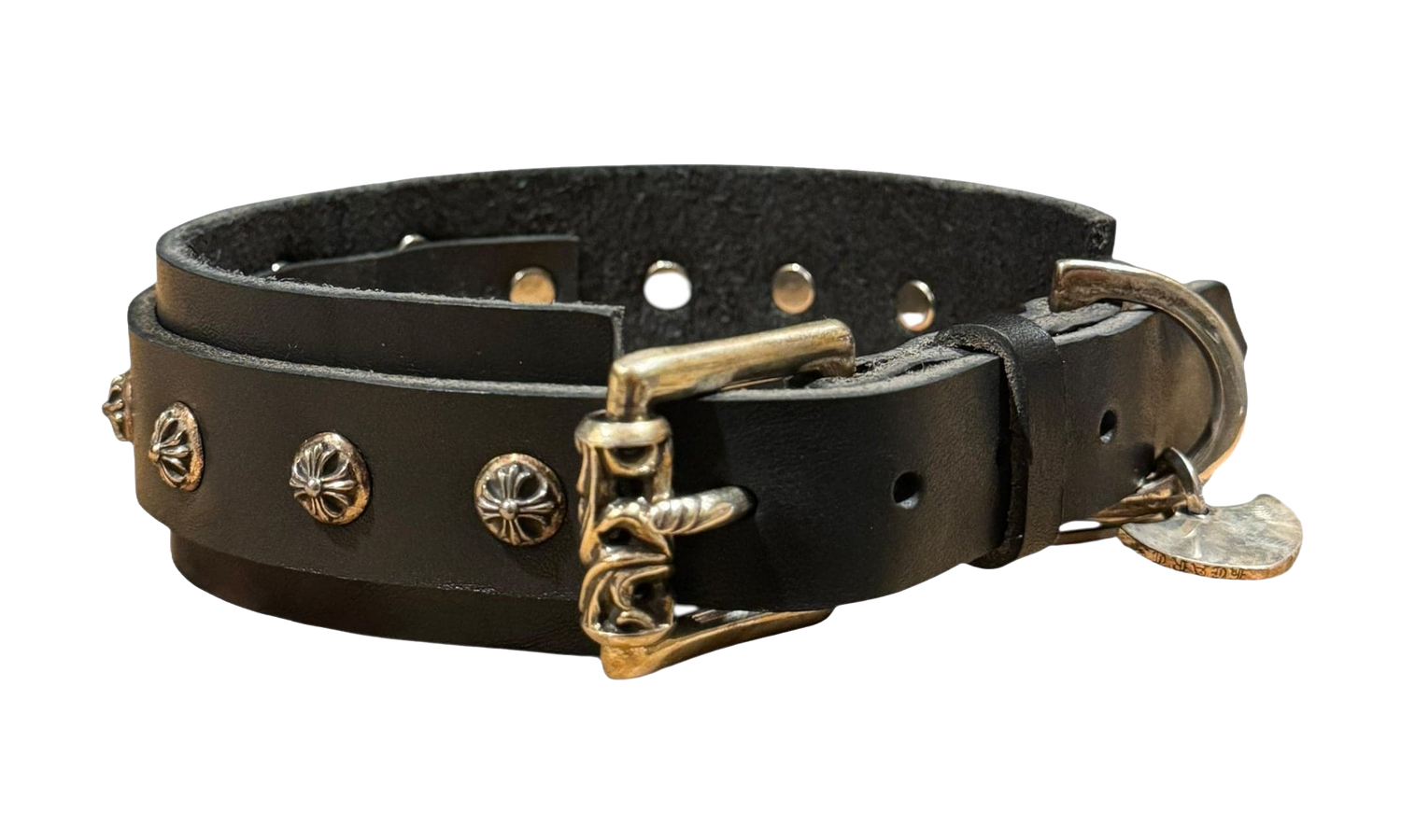 Studded Leather 18 Inch Dog Collar "Black / Silver" CHRM1207