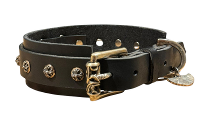 Studded Leather 18 Inch Dog Collar "Black / Silver" CHRM1207