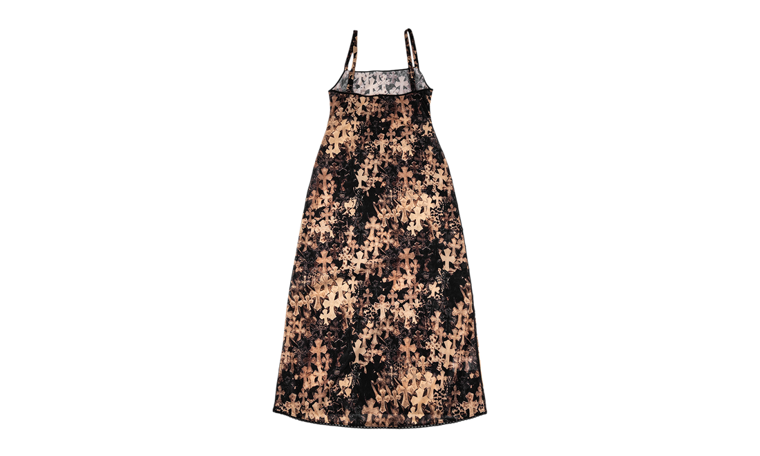 Cross Print Mesh Dress WMNS "Brown" CHRM1490