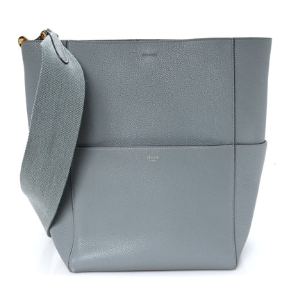 Soft Grained Calfskin Sangle Bucket Bag Storm