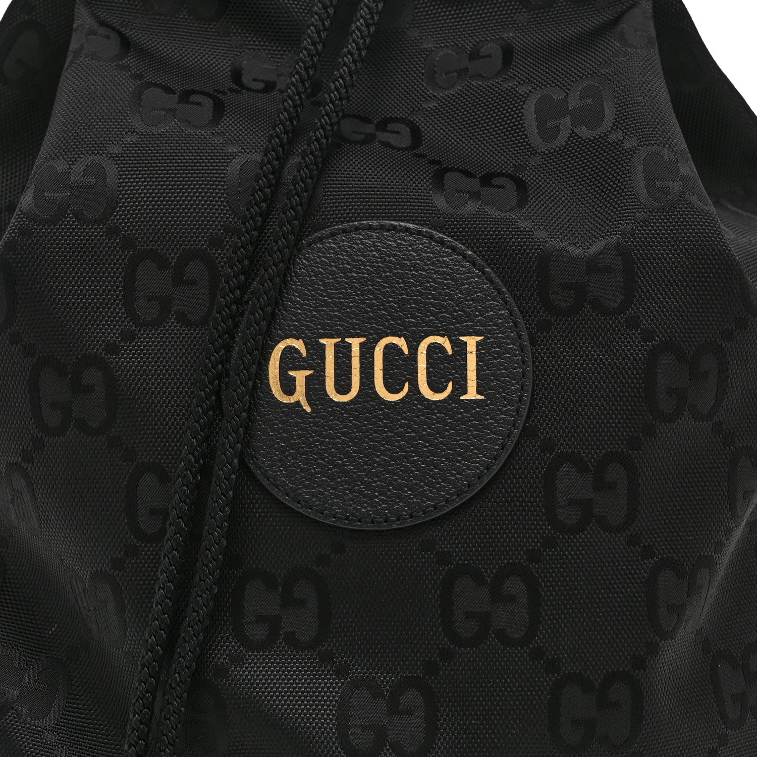 Econyl Nylon Monogram Off The Grid Drawstring Bucket Backpack Black