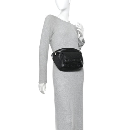 Calfskin GG Tennis Embossed Pocket Belt Bag Black