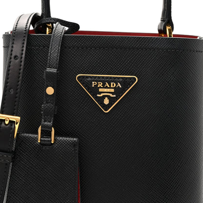Saffiano Cuir Small Panier Bucket Bag Black Fuoco