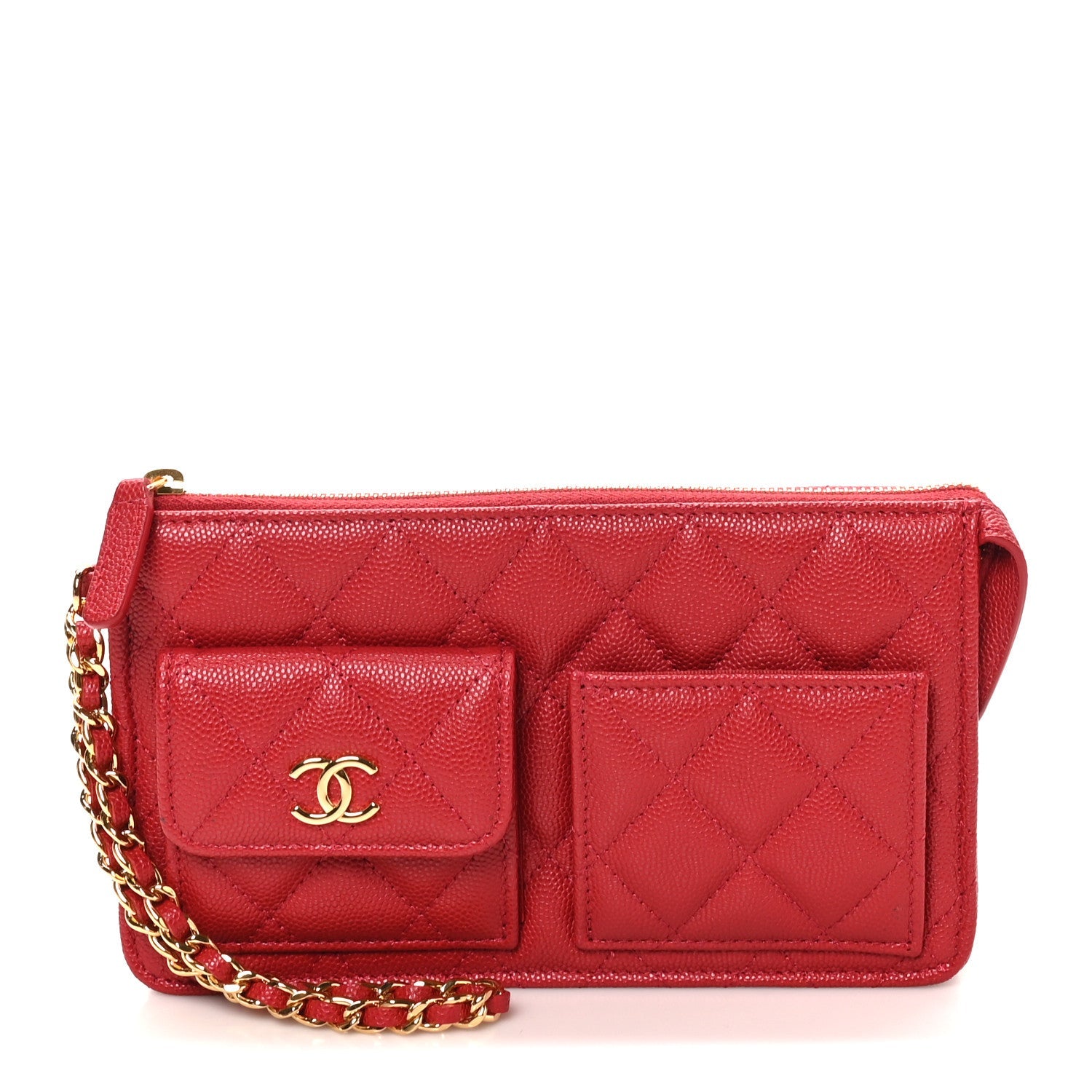 Caviar Quilted Polly Pocket Pouch Red