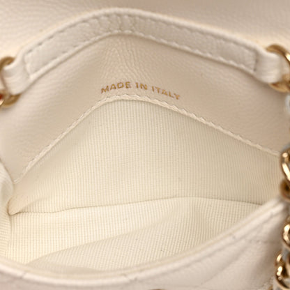Caviar Quilted Belt Bag With Charms On Chain White