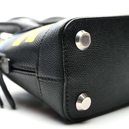 Signature Grained Calfskin Car Tag Print XXS Ville Top Handle Bag Black TBC