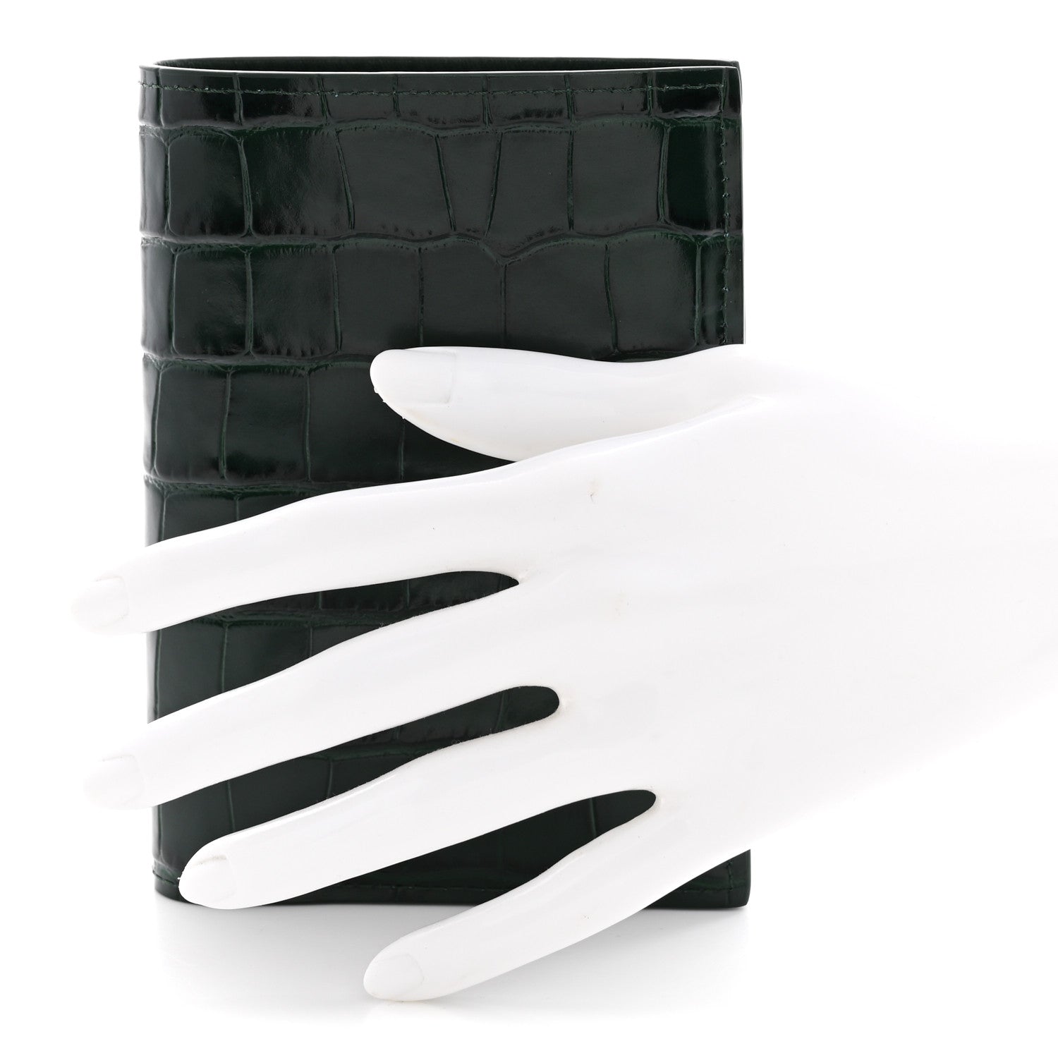 Calfskin Crocodile Embossed Crococo Passport Holder Emerald