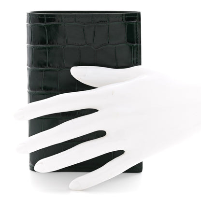 Calfskin Crocodile Embossed Crococo Passport Holder Emerald