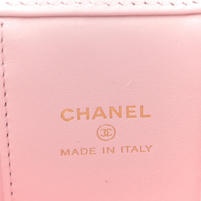 Caviar Quilted Mini Vanity Case With Chain Light Pink