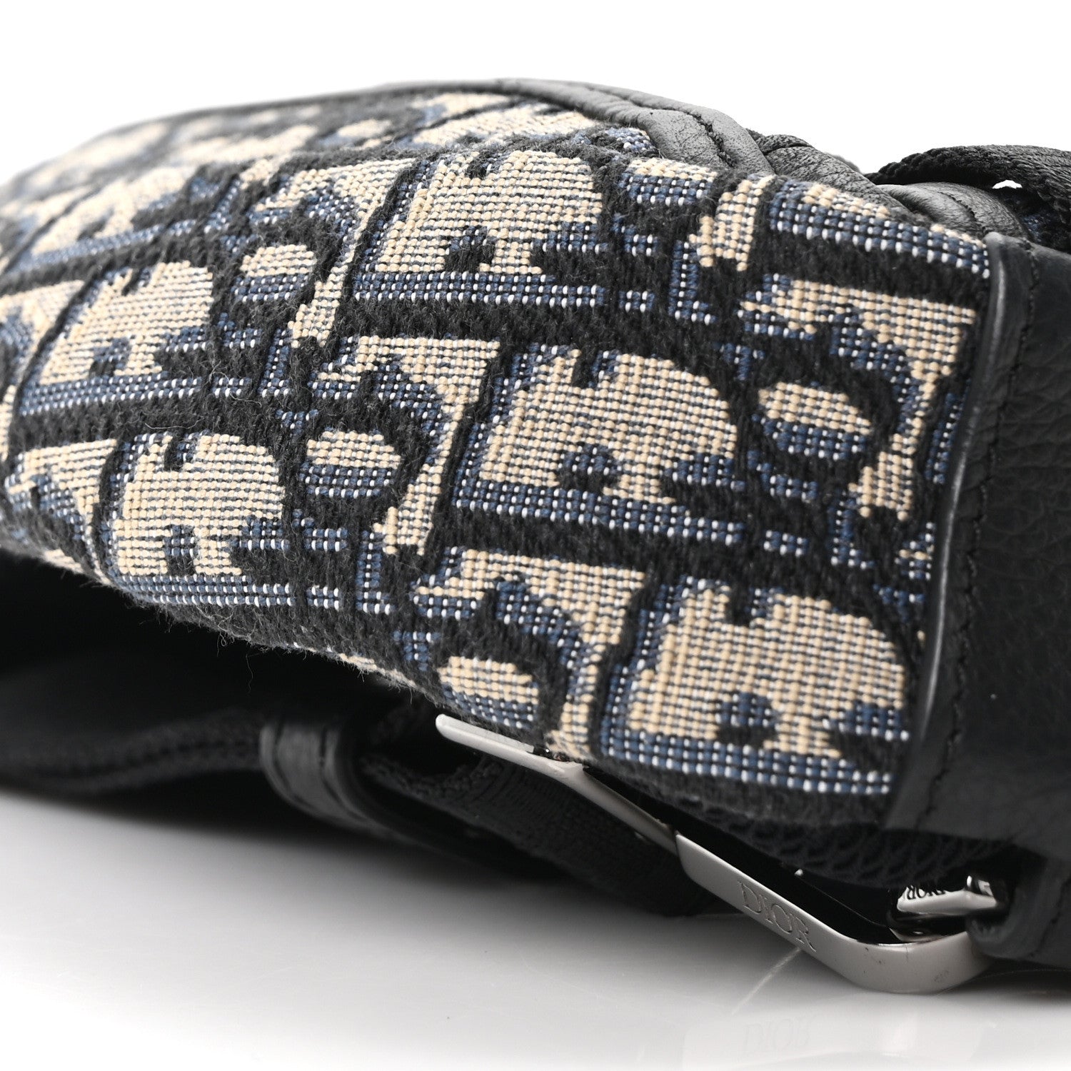 Grained Calfskin Oblique Scarab Sling Bag Blue Black