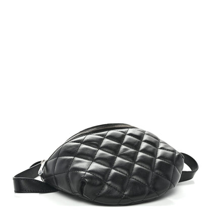 Calfskin Quilted Uniform Waist Belt Bag Black
