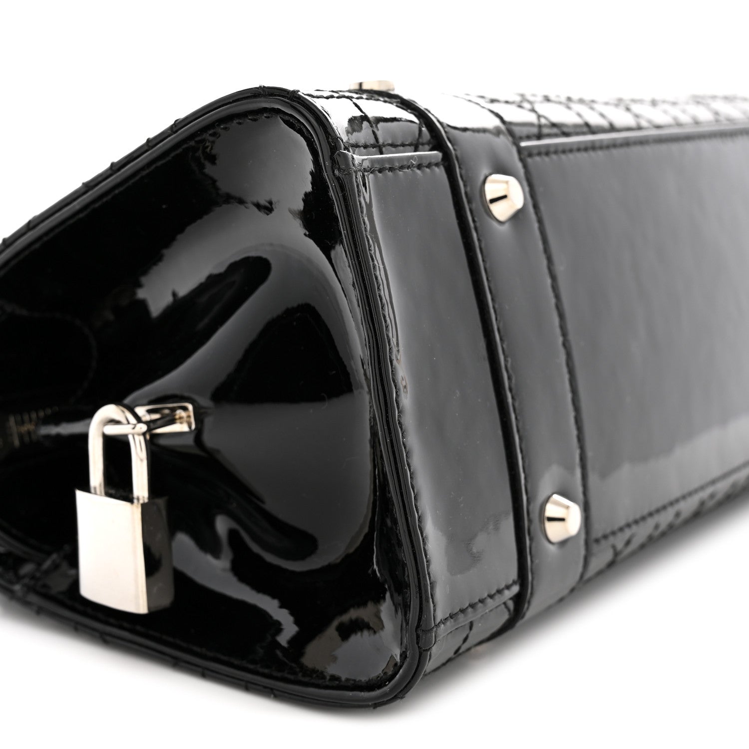 Patent Cannage Stitched East West Lady Dior Black