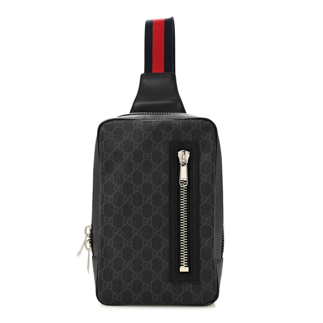 GG Supreme Monogram Web Belt Bag Black Grey