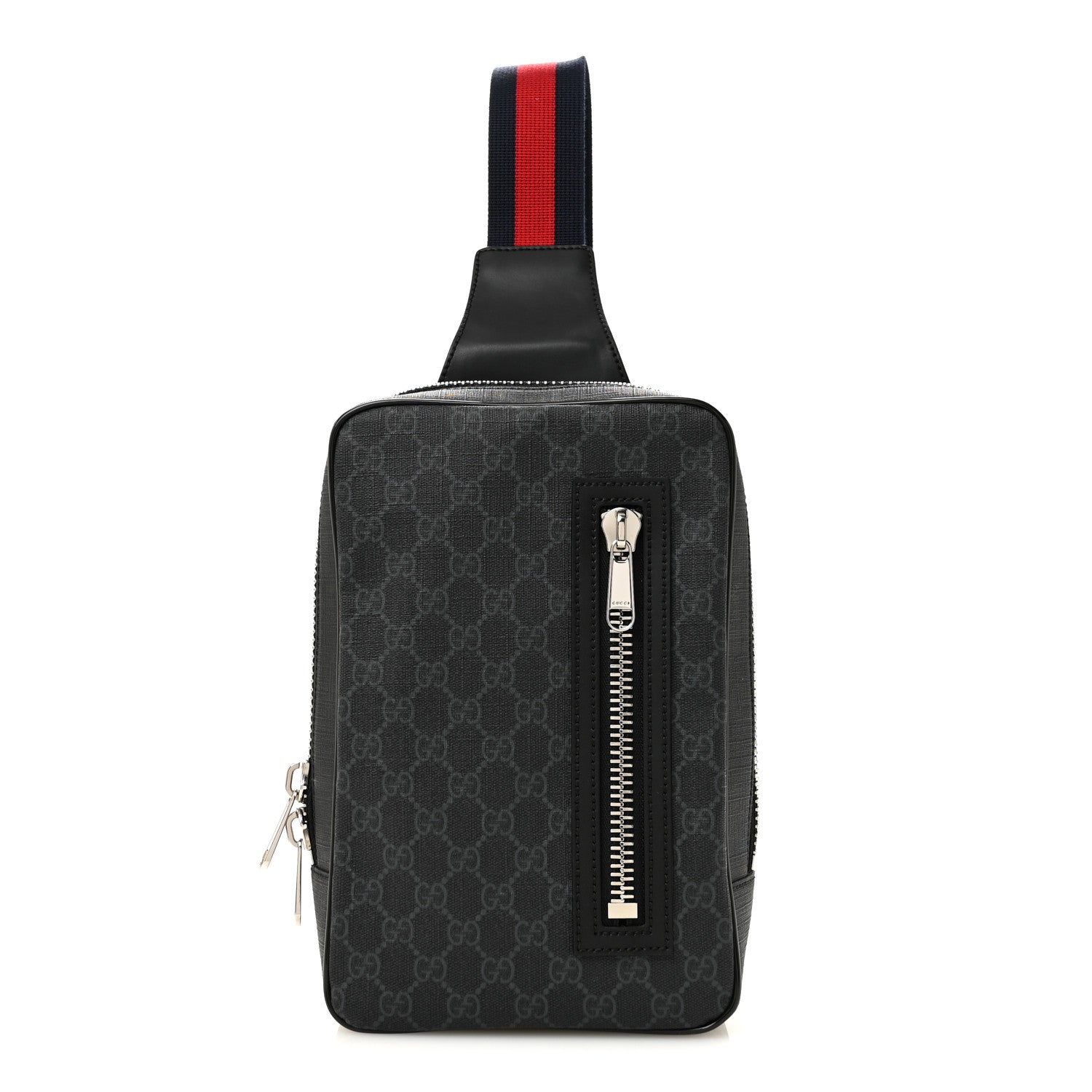 GG Supreme Monogram Web Belt Bag Black Grey