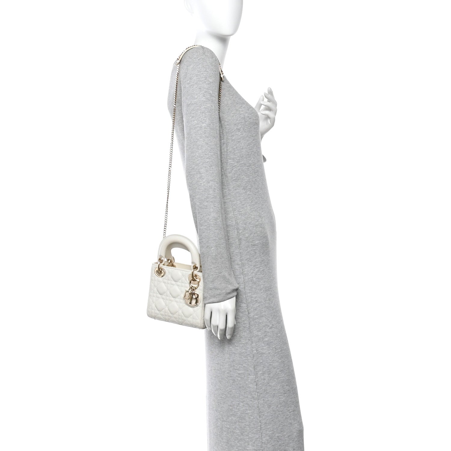 Lambskin Cannage Mini Lady Dior Latte