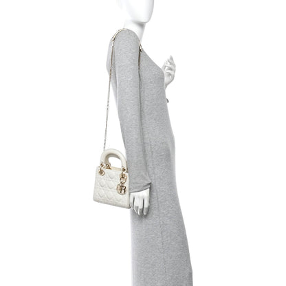 Lambskin Cannage Mini Lady Dior Latte
