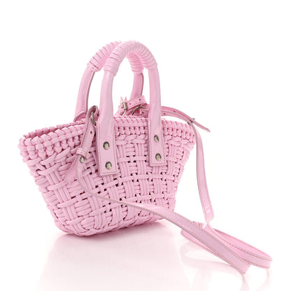 Faux Calfskin Braided Varnished XXS Bistro Basket Candy Pink