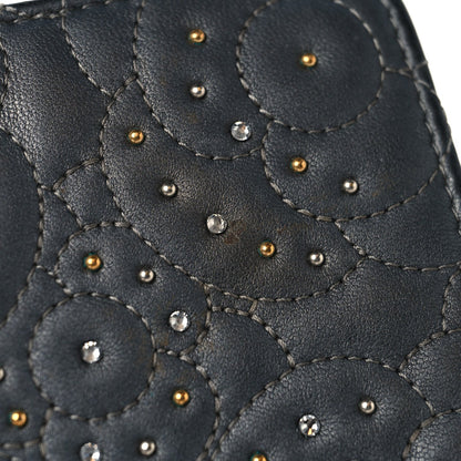 Lambskin Camellia Studded Wallet on Chain WOC Grey