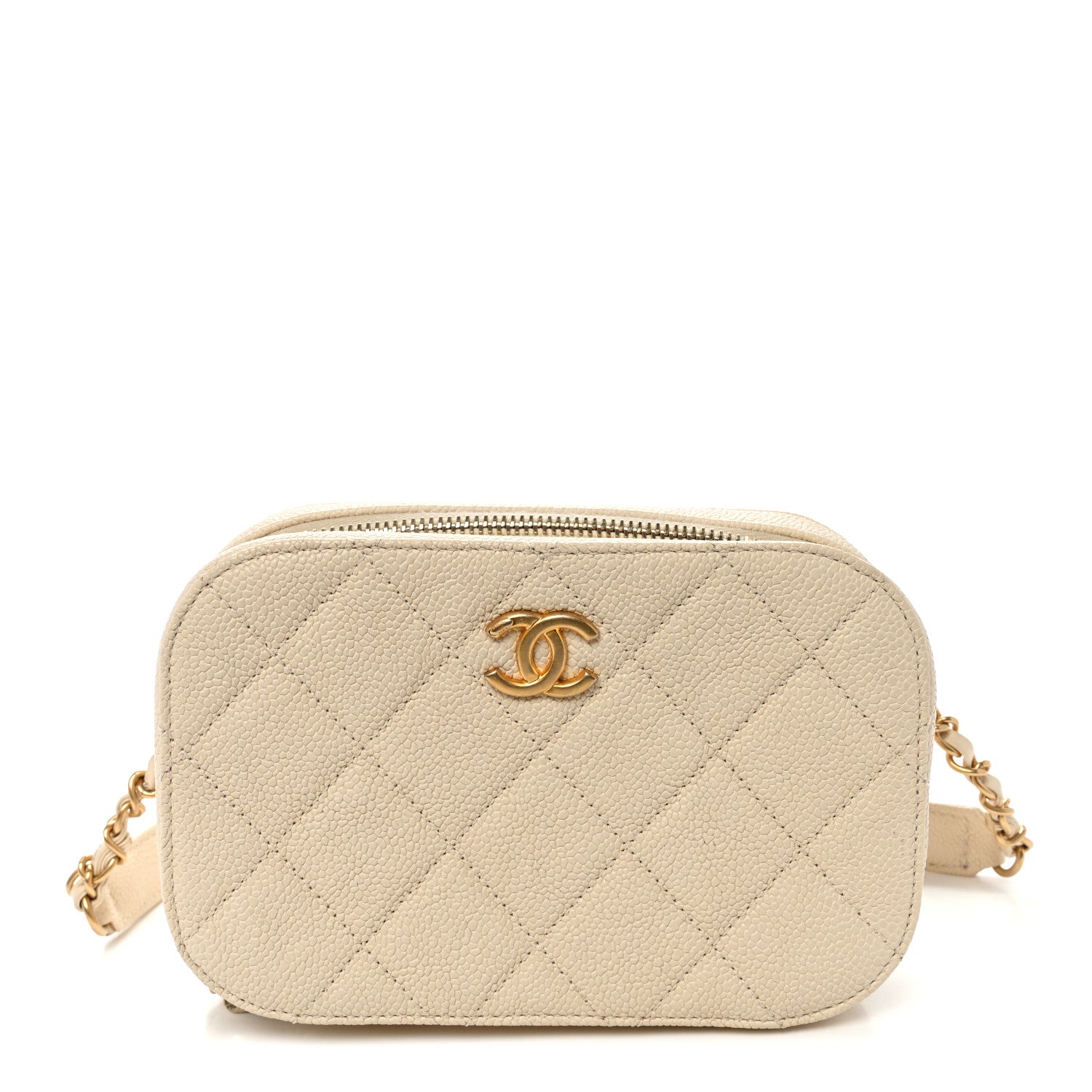 Caviar Quilted Flap Waist Bag White