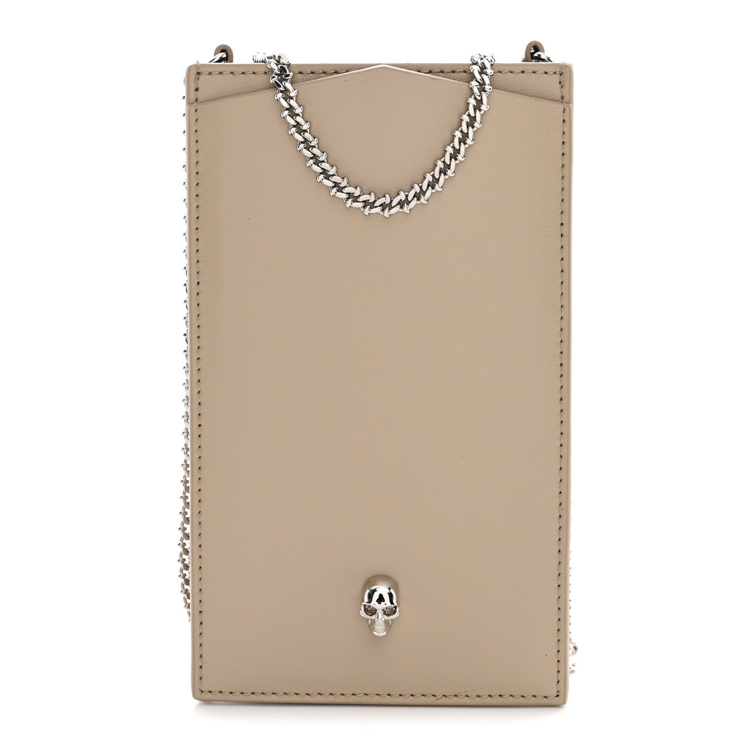 Calfskin Chain Phone Case Beige