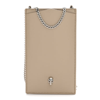 Calfskin Chain Phone Case Beige