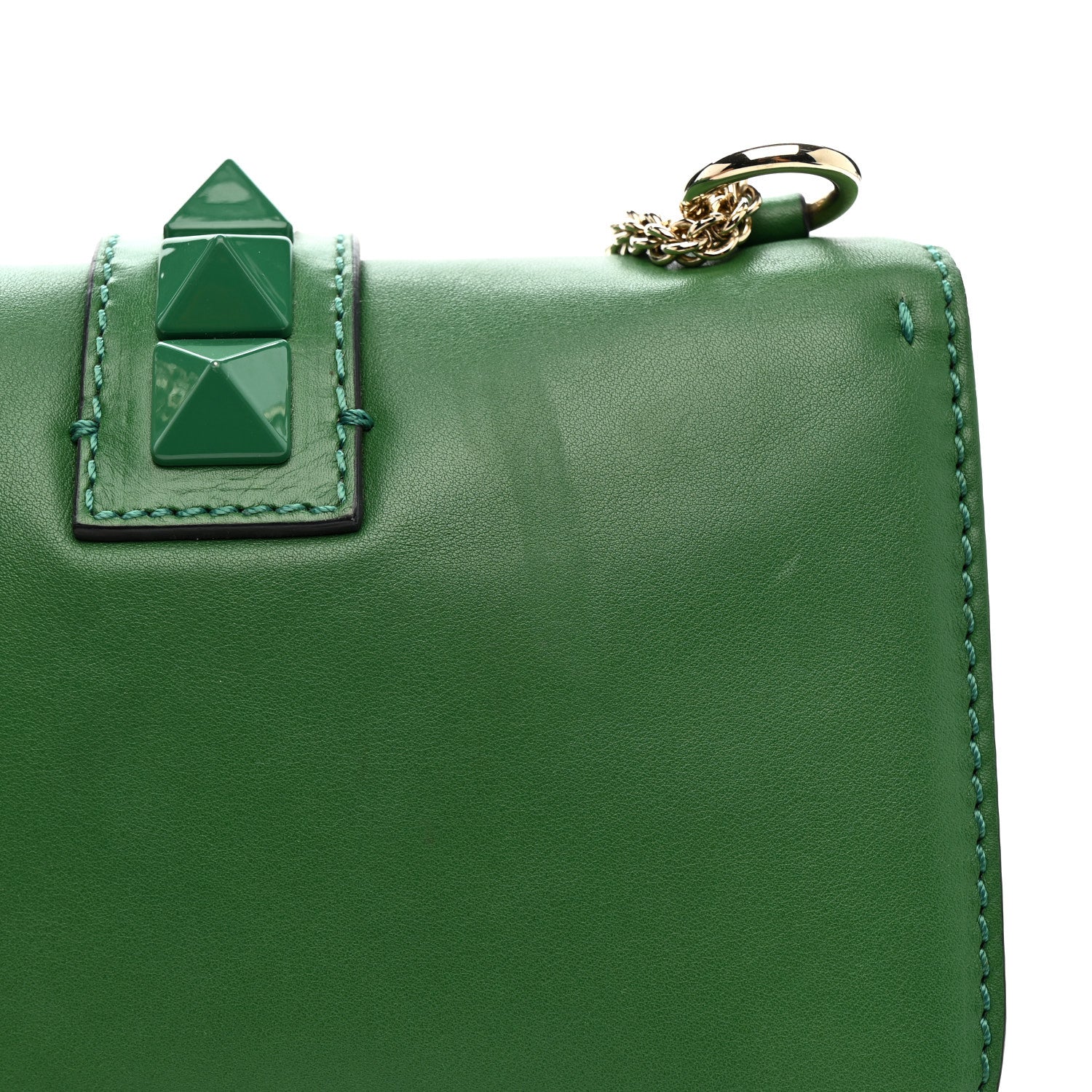 Vitello Small Glam Lock Rockstud Flap Gea Green