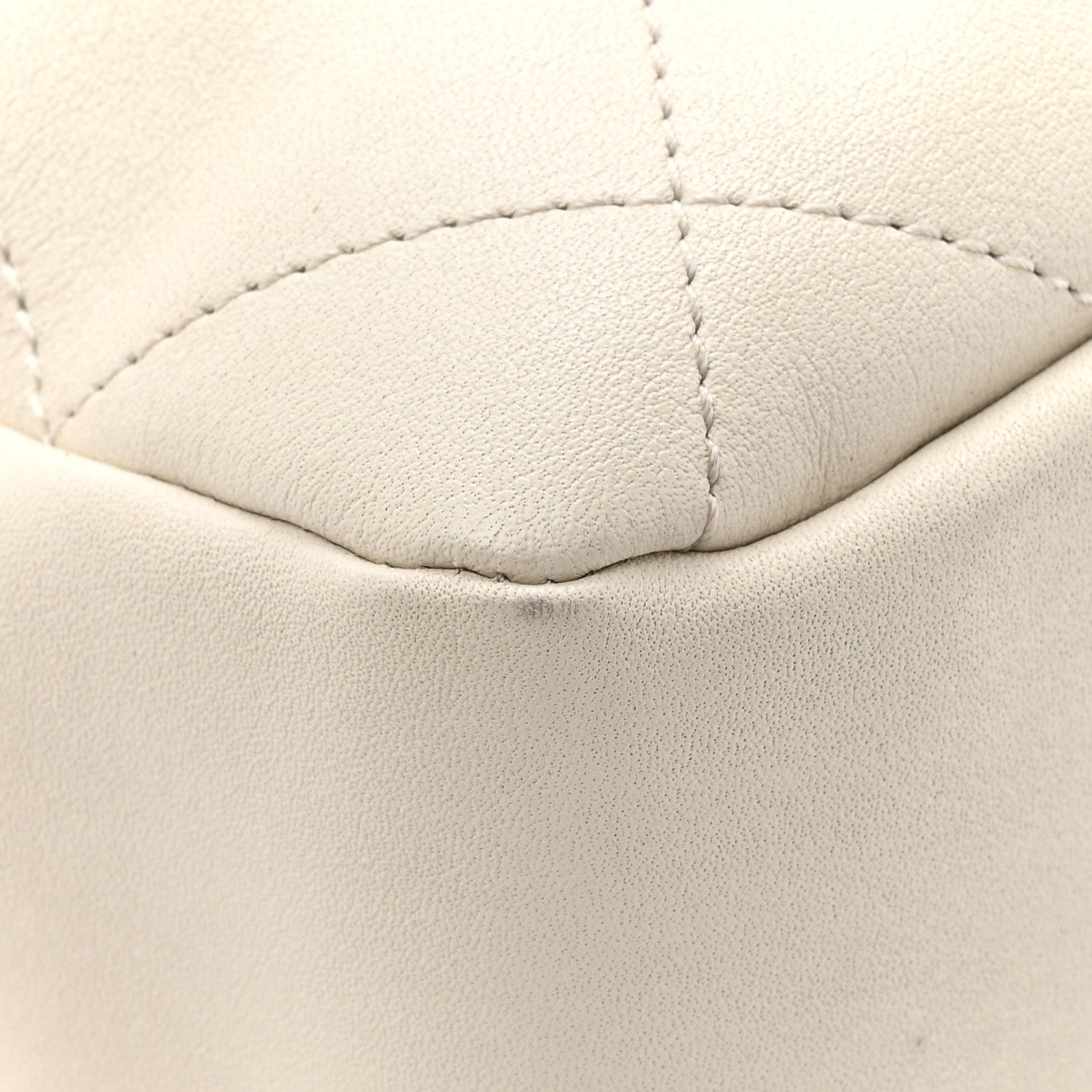 Calfskin Quilted Drawstring Bucket Bag White
