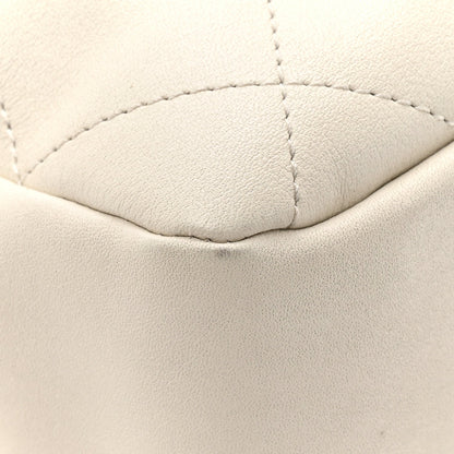 Calfskin Quilted Drawstring Bucket Bag White