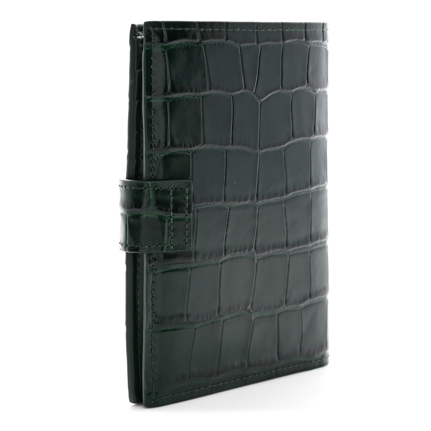 Calfskin Crocodile Embossed Crococo Passport Holder Emerald