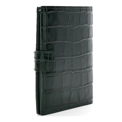 Calfskin Crocodile Embossed Crococo Passport Holder Emerald