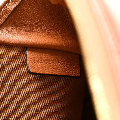 Lambskin Triomphe Canvas Clutch With Chain White Tan