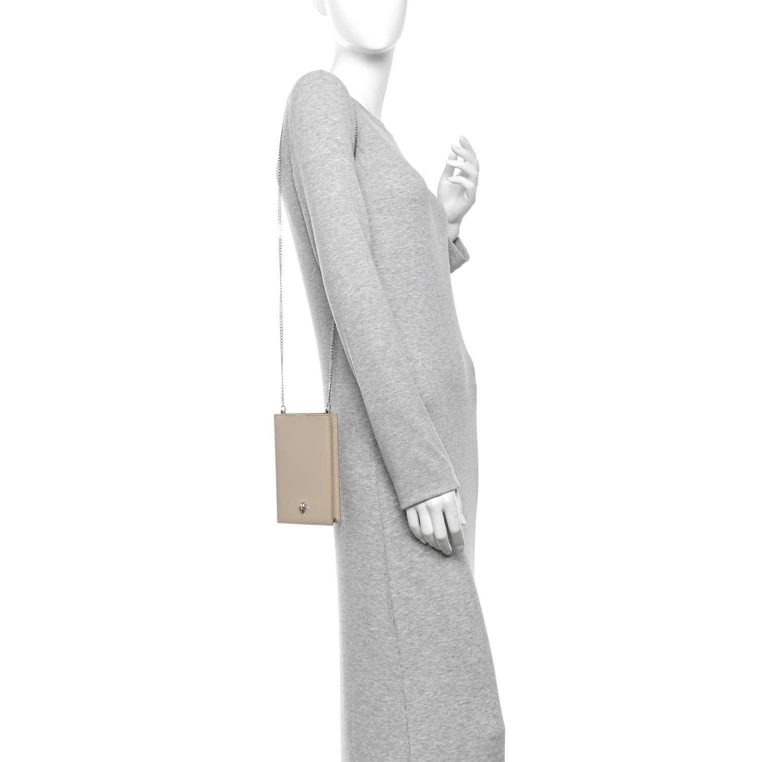 Calfskin Chain Phone Case Beige