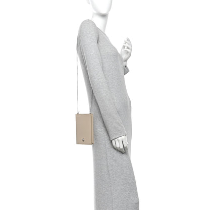 Calfskin Chain Phone Case Beige