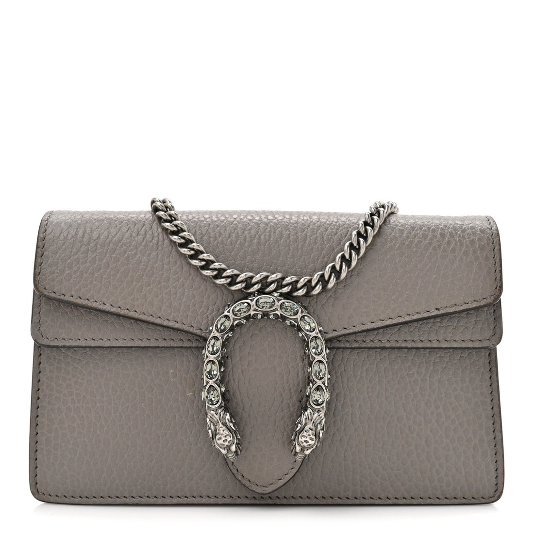 Dollar Calfskin Crystal Super Mini Dionysus Shoulder Bag Dusty Grey Black Diamond