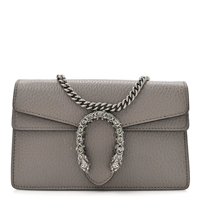 Dollar Calfskin Crystal Super Mini Dionysus Shoulder Bag Dusty Grey Black Diamond
